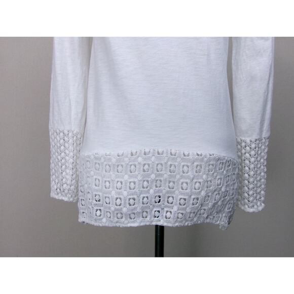 Sundance Tunic Womens PXS White 100% Cotton Crochet Hem & Sleeves Boho Cottage - Picture 8 of 15